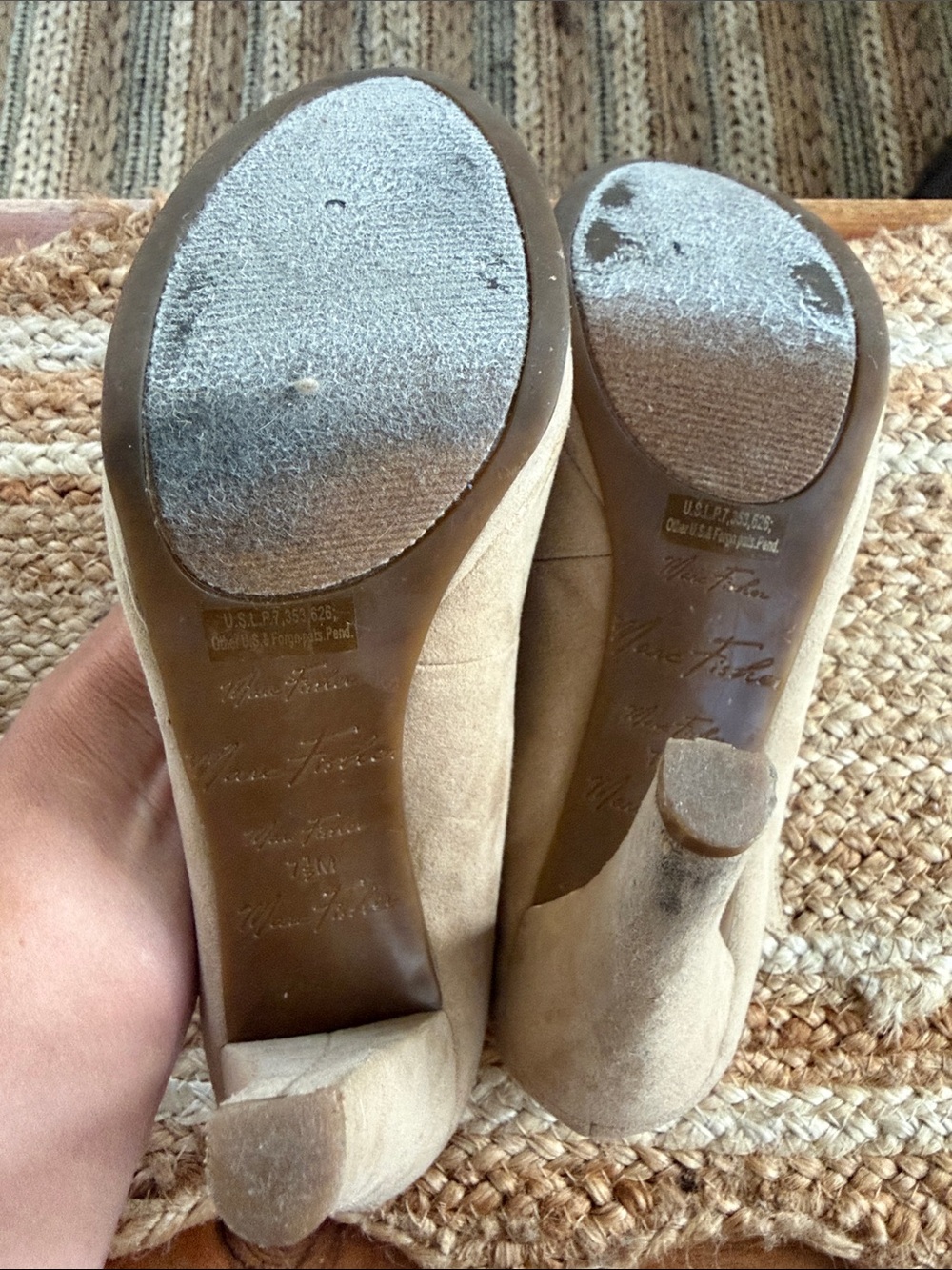 Marc Fisher Suede T-Strap High Heel Open Toe Platform Pumps - Picture 5 of 5